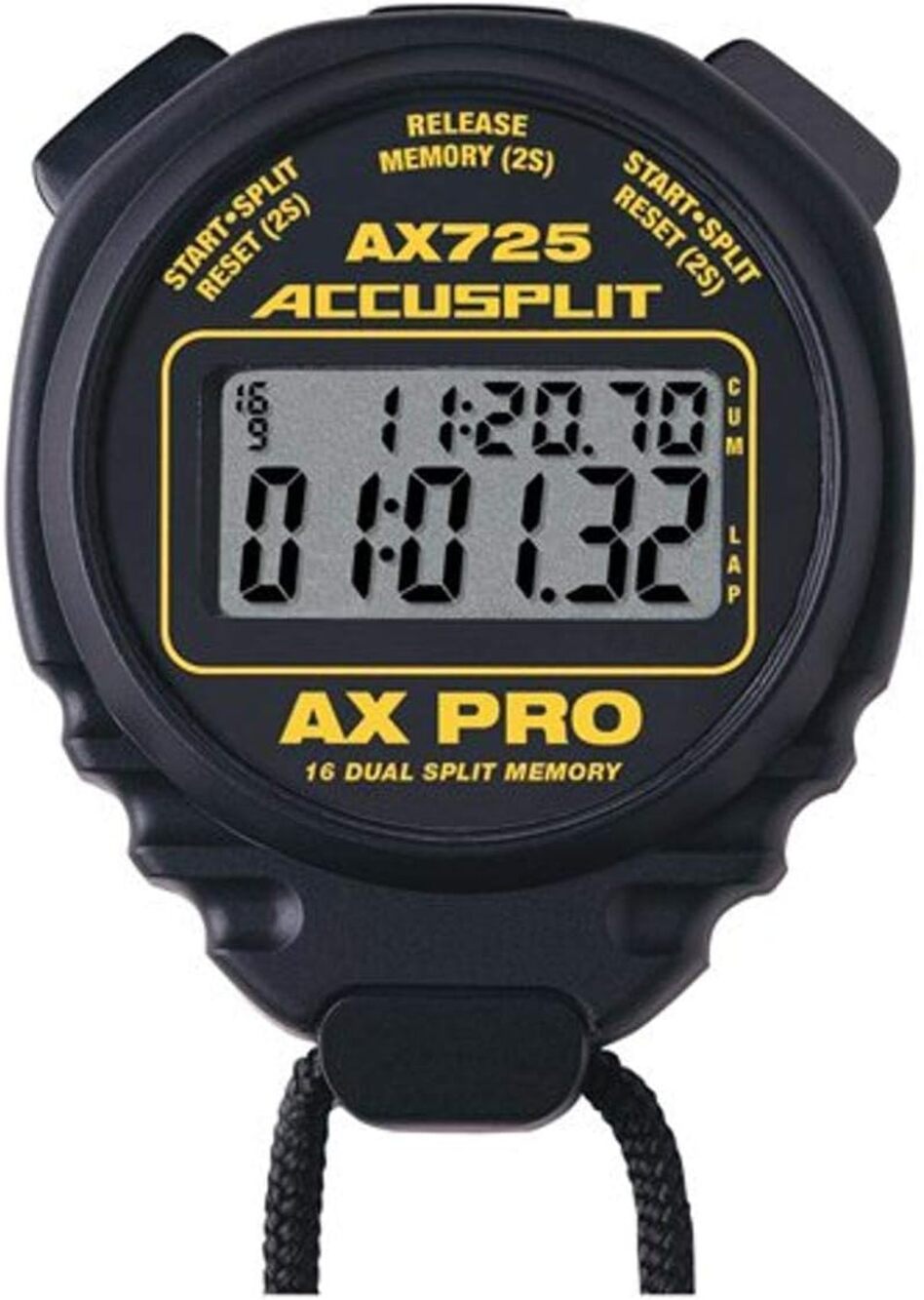 ACCUSPLIT AX725 Dual Line 16 Memory Pro Stopwatch (Black)